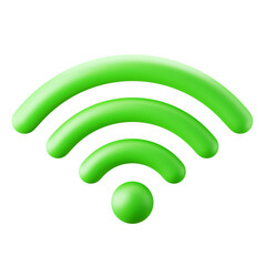full wifi signal strength internet connection symbol user interface theme 3d illustration icon green color isolated
