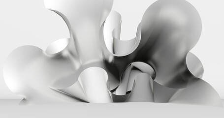 Abstract white background curved pattern in design 3d render