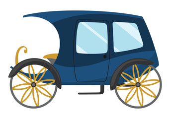 Carriage cartoon. Vintage transport with old wheels. Antique transportation of royal coach, chariot or wagon for traveling. Cab - wedding carriage. Retro cart icon design