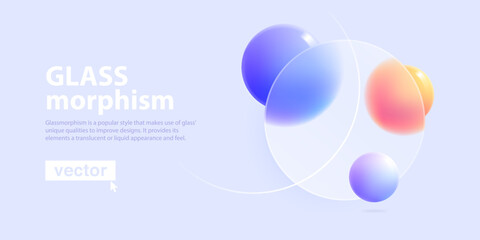 Abstract minimalistic background for presentation slide in glassmorphism style.