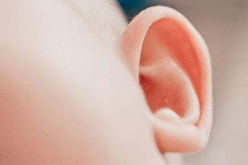 Close-up of a baby's face. Lovely ear. A cute baby