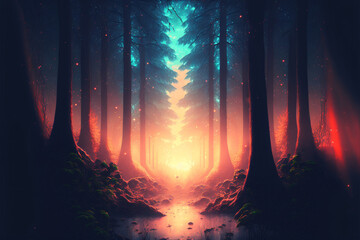 Naklejka premium Magical winter forest