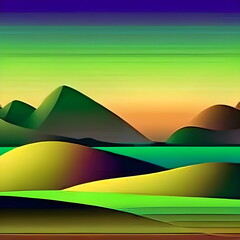 Obraz premium Orange and green tinge of the mountain landscape