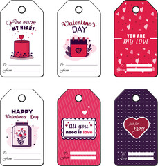 Vector valentine card templates. Set of bright holiday labels. Vector March 8 gift cards. Romantic labels or posters. Love vintage background.