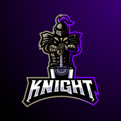 Knight esport gaming mascot logo team squad design illustration vector