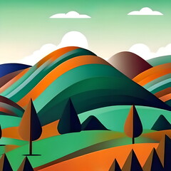 Orange and green tinge of the mountain landscape - 564301212