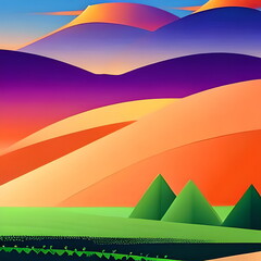Orange and green tinge of the mountain landscape - 564301229