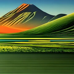 Orange and green tinge of the mountain landscape - 564301250