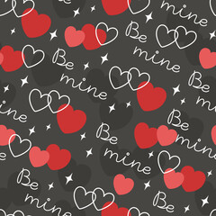 Minimalist seamless pattern with hearts in flat style for valentine's day