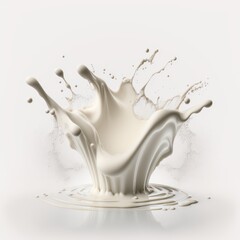 Fototapeta na wymiar 3D of milk splash isolated on white background. Cream splashing. Generative AI. 