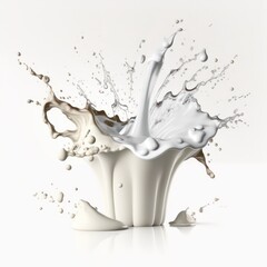 Fototapeta na wymiar 3D of milk splash isolated on white background. Cream splashing. Generative AI. 