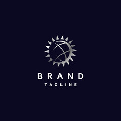 Minimalist Globe Shine Logo Design. Elegant Globe Symbol With Equator And Sunlight Logo Design.