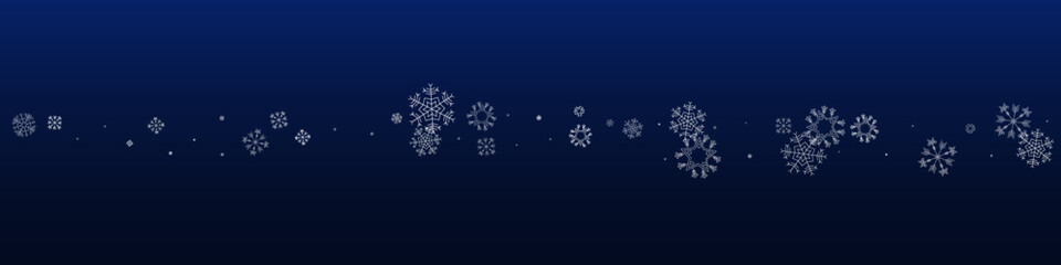 Fototapeta na wymiar Silver Snowflake Vector Blue Panoramic