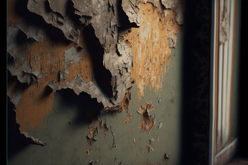 Degraded and damaged wall, wallpaper