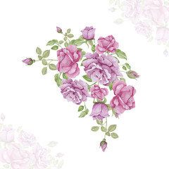 Fototapeta na wymiar Composition of flowers in gentle pastel colors. Bouquet. Element for design. watercolor vector illustration. 