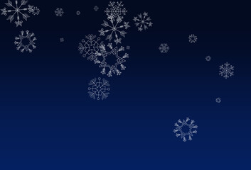 Fototapeta na wymiar Gray Snow Vector Blue Background. magic Snowfall