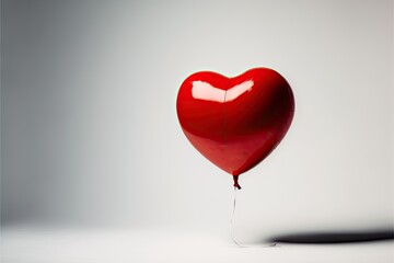 red heart-shaped balloon on white background Generative AI