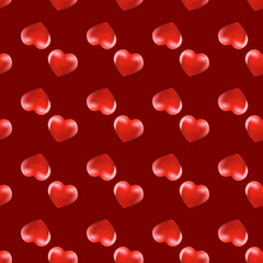 vector heart seamless pattern background with red layout. Beautiful cute wrapping paper design template with seamless red hearts. Valentines day background. 14 February backdrop