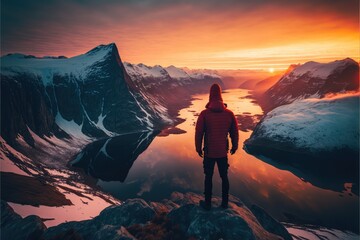 Fototapeta premium hiker in the mountains made with generative ai