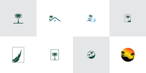 Palm logo design with creative concept premium vector