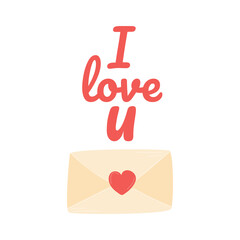 Love message. Letter. Mail. Valentine's Day. Elements on a white background. Card.