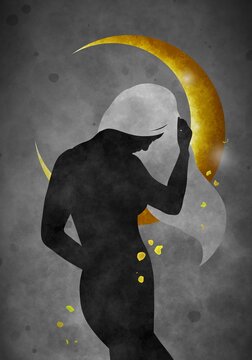 Moon Lady minimalist silhouette art