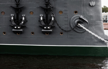 Bulbous bow of an industrial ship.