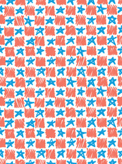 Vibrant stars and stripes vector seamless pattern