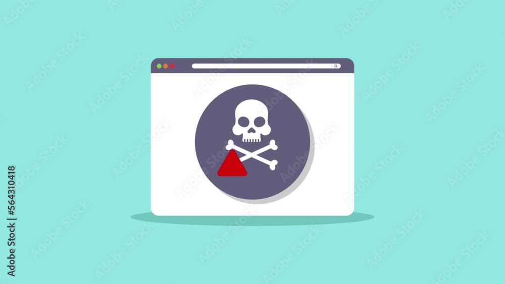 Poster malware virus ransomware attack warning alert concept motion animation. simple web browser window fl