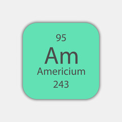Americium symbol. Chemical element of the periodic table. Vector illustration.