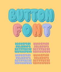 Button Font. Playful Kids Letters and Numbers. Funny Game Alphabet.