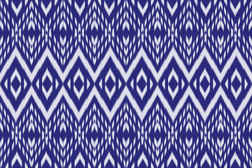Geometric ethnic ikat blue and white  pattern traditional Design for background,carpet,wallpaper,clothing,wrapping,fabric,Vector illustration.embroidery style.