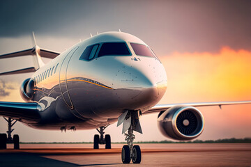 Beautiful shape of a private jet. Generative ai. - obrazy, fototapety, plakaty