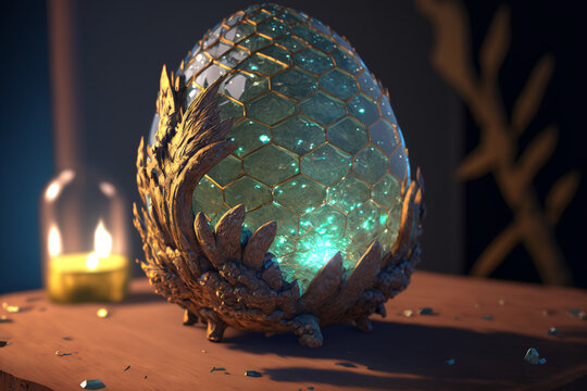 water dragon egg render made by generative ai