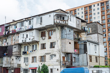 Fototapeta na wymiar Facade of a residential building in Batumi