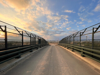 Industrial landscape and a petrochemical plant in the background in Tarragona in Catalonia Spain