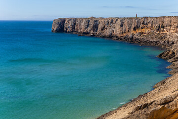 Cliffs in Sagres coast in Portugal