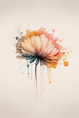 Flower painted with watercolor style made with Generative AI.