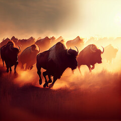 running bison herd. Generative Ai