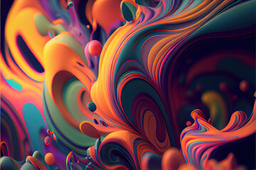 Fototapeta premium Vibrant colourful background with swirling shapes. Generative AI