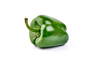 Green Bell pepper, isolated on white background.