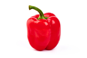 Red Bell pepper, isolated on white background.