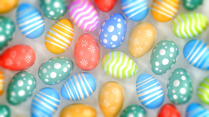 Fototapeta na wymiar Easter eggs with hand painted strokes and dots, in pastel colors. 