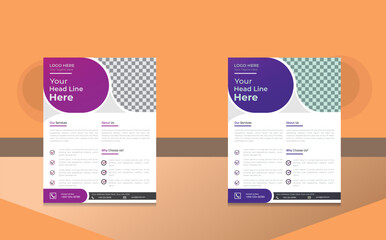 Modern Creative Business Flyer Template Design With PURPLE and BLUE color 