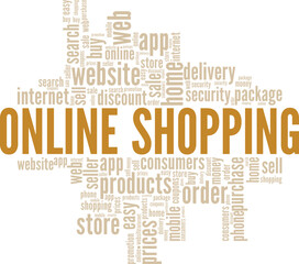 Online Shopping word cloud conceptual design isolated on white background.