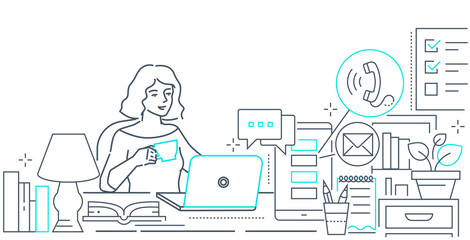 Freelance - modern line design style web banner