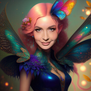 Young beautiful fairy with wings
