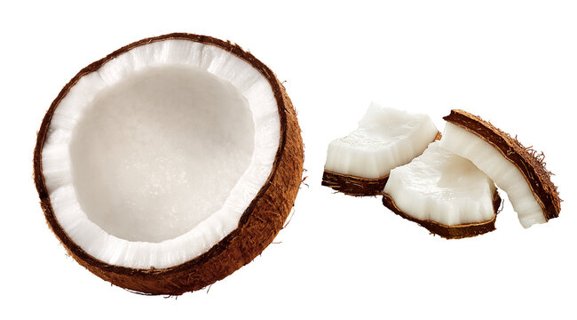coco cortado e pedaços de coco