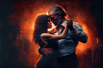 Romantic couple dancing - By Generative AI - obrazy, fototapety, plakaty