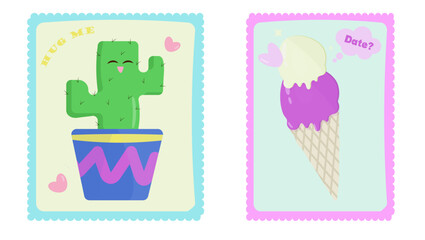 post marks with ice-cream and cactus